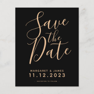 BUDGET Black en Gold Save the Date Weduwite Invite