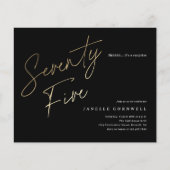 Budget Black en Gold Script 75th Birthday Invite (Voorkant)