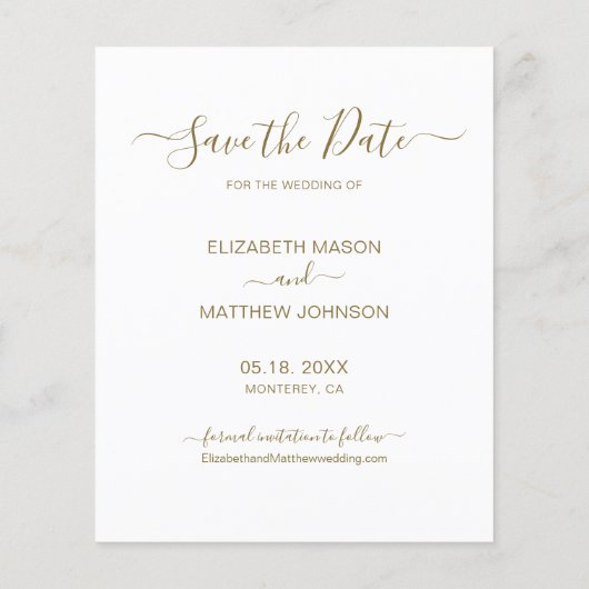 Budget Black en Gold Script Photo Save the Date (Achterkant)