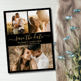 Budget Black en Gold Script Photo Save the Date