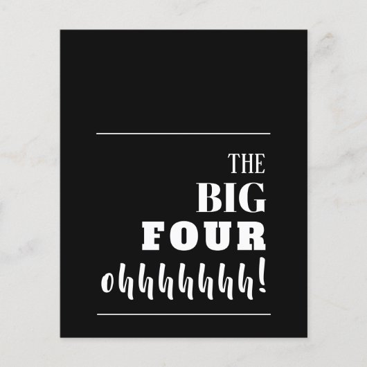 Budget Black en White 40th Birthday-uitnodigingen (Voorkant)