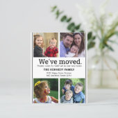 Budget Black en White 4 Photo Collage Moving Kaart (Staand voorkant)