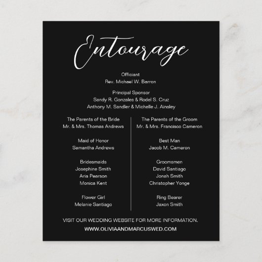 Budget Black en white Chic Script Wedding Party (Achterkant)