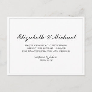 Budget Black en White Elegant Wedding Invitation Briefkaart