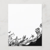 BUDGET Black en white floral bruiloft uitnodiging (Achterkant)