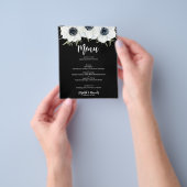 Budget Black en White Floral Wedding Menu (Hand)