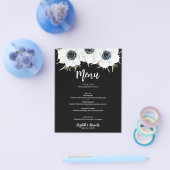 Budget Black en White Floral Wedding Menu (Enkel)