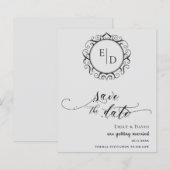 Budget Black en White Monogram Whimsical Wedding (Voorkant / Achterkant)