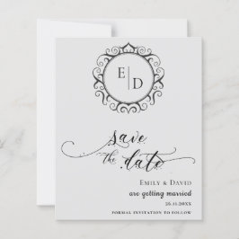 Budget Black en White Monogram Whimsical Wedding