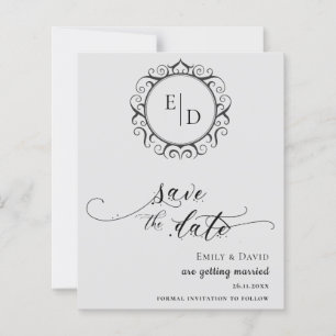 Budget Black en White Monogram Whimsical Wedding
