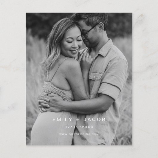 Budget Black en White Photo Wedding Invitation (Achterkant)
