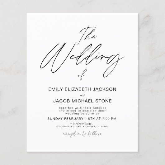 Budget Black en White Photo Wedding Invitation (Voorkant)