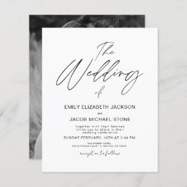 Budget Black en White Photo Wedding Invitation