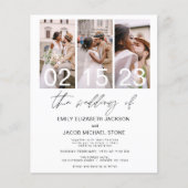 Budget Black en White Photo Wedding Invitation (Voorkant)