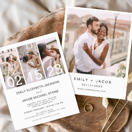 Budget Black en White Photo Wedding Invitation