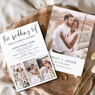 Budget Black en White Photo Wedding Invitation