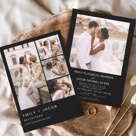 Budget Black en White Photo Wedding Invitation