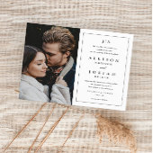Budget Black en White Photo Wedding Invitation