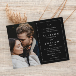Budget Black en White Photo Wedding Invitation