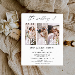 Budget Black en White Photo Wedding Invitation