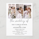 Budget Black en White Photo Wedding Invitation (Voorkant)