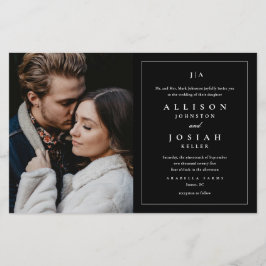 Budget Black en White Photo Wedding Invitation