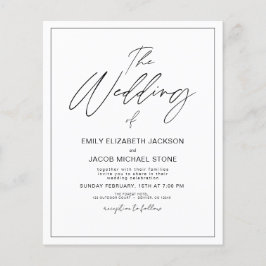 Budget Black en White Photo Wedding Invitation Flyer