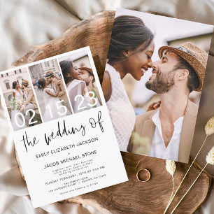 Budget Black en White Photo Wedding Invitation Flyer