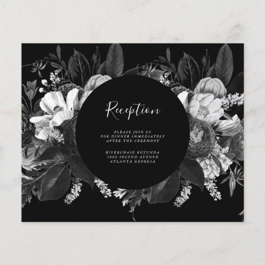Budget Black en White Reception Kaart (Voorkant)