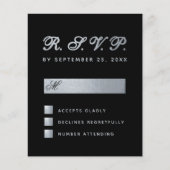 Budget Black Faux Silver Calligraphy Wedding RSVP (Voorkant)