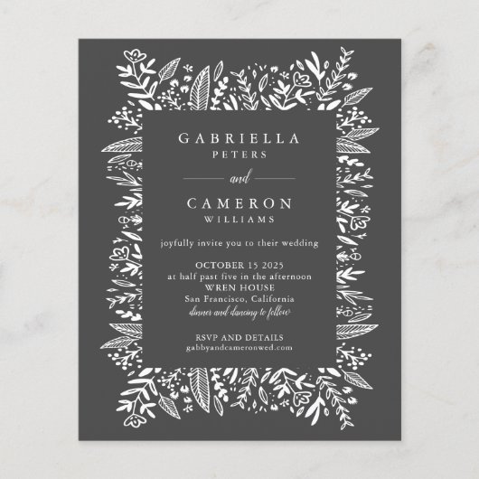 Budget Black Floral Line Art Wedding All-in-One (Voorkant)