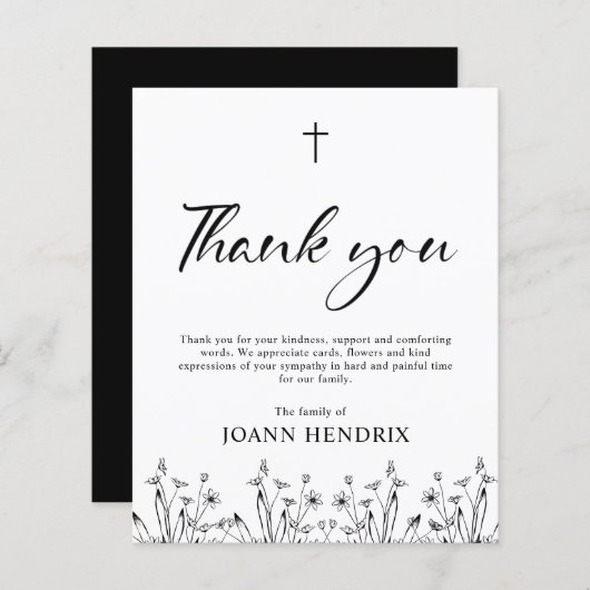 Budget Black Floral Memorial (Voorkant / Achterkant)