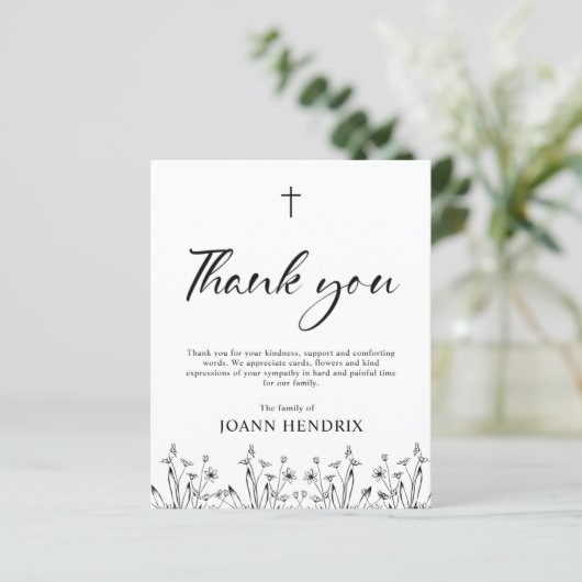 Budget Black Floral Memorial (Staand voorkant)