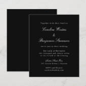 Budget Black Formal Elegant Wedding Uitnodiging (Voorkant / Achterkant)