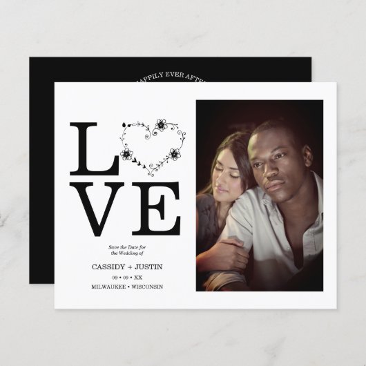 Budget Black Funny Floral Love Heart Aangepaste Fo (Voorkant / Achterkant)