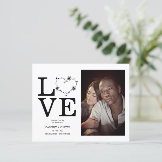 Budget Black Funny Floral Love Heart Aangepaste Fo (Staand voorkant)