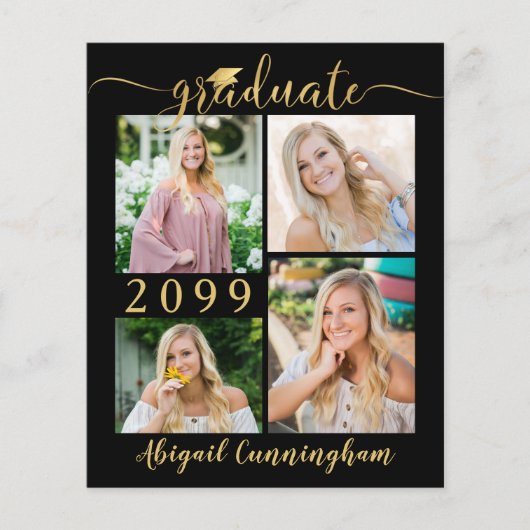 Budget Black Gold 5 Foto Afstuderen Aankondiging (Voorkant)