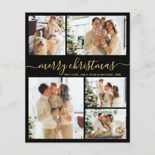 Budget Black Gold 5 Foto Collage Kerstkaart