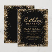 Budget Black Gold 60e verjaardag diner uitnodiging (Voorkant / Achterkant)