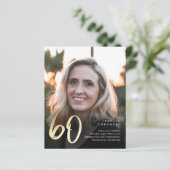 Budget Black Gold 60th Photo Birthday Invitation (Staand voorkant)
