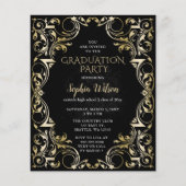 Budget Black Gold Afstuderen Uitnodiging (Voorkant)