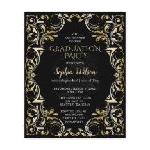 Budget Black Gold Afstuderen Uitnodiging