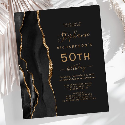 Budget Black Gold Agaat Dark 50th Birthday