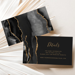 Budget Black Gold Agaat Dark Wedding Website Informatiekaartje