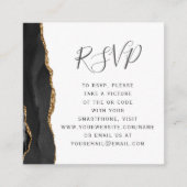 Budget Black Gold Agaat Wedding QR Code RSVP Informatiekaartje (Voorkant)