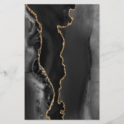 Budget Black Gold Agaat Wedding Uitnodigen (Achterkant)