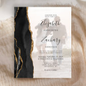 Budget Black Gold Agate 2-Photo Wedding Invitation