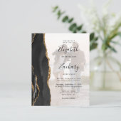 Budget Black Gold Agate 2-Photo Wedding Invitation (Staand voorkant)
