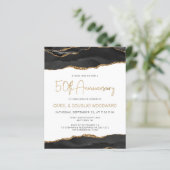 Budget Black Gold Agate 50th Anniversary Invite (Staand voorkant)