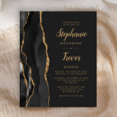 Budget Black Gold Agate Brush Script Weddenschap